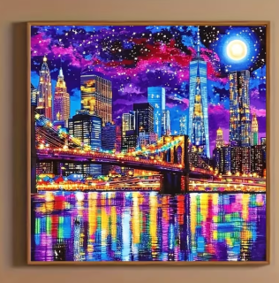 Preview: Diamond Painting Manhattan in der Nacht